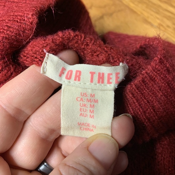 For Thee Red Balloon Sleeve Mock Neck Sweater Dress - M - Picture 3 of 7